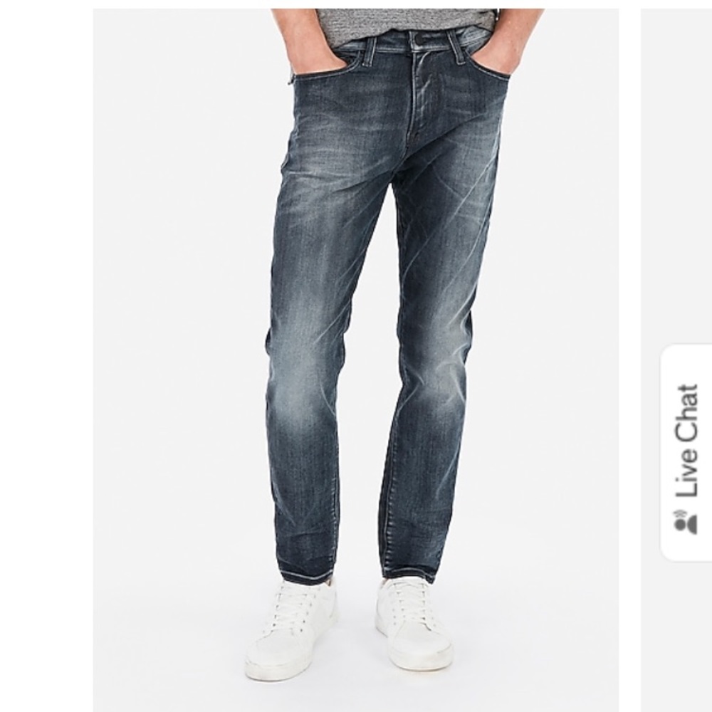 Express tapered slim dark wash jeans